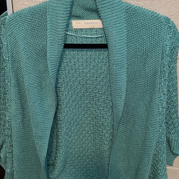 Zara Teal slouchy open knit  cardigan M - Picture 8 of 12